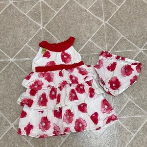 Toddler Floral Print Sleeveless Dress with bloomers